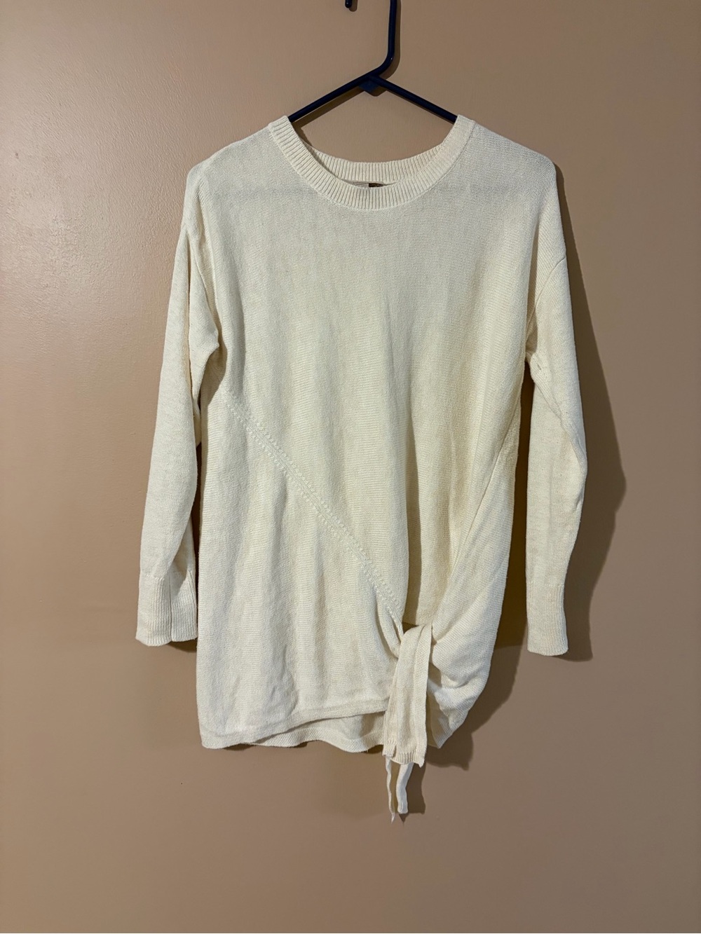 Women’s Cream Knit Tie-Front Sweater